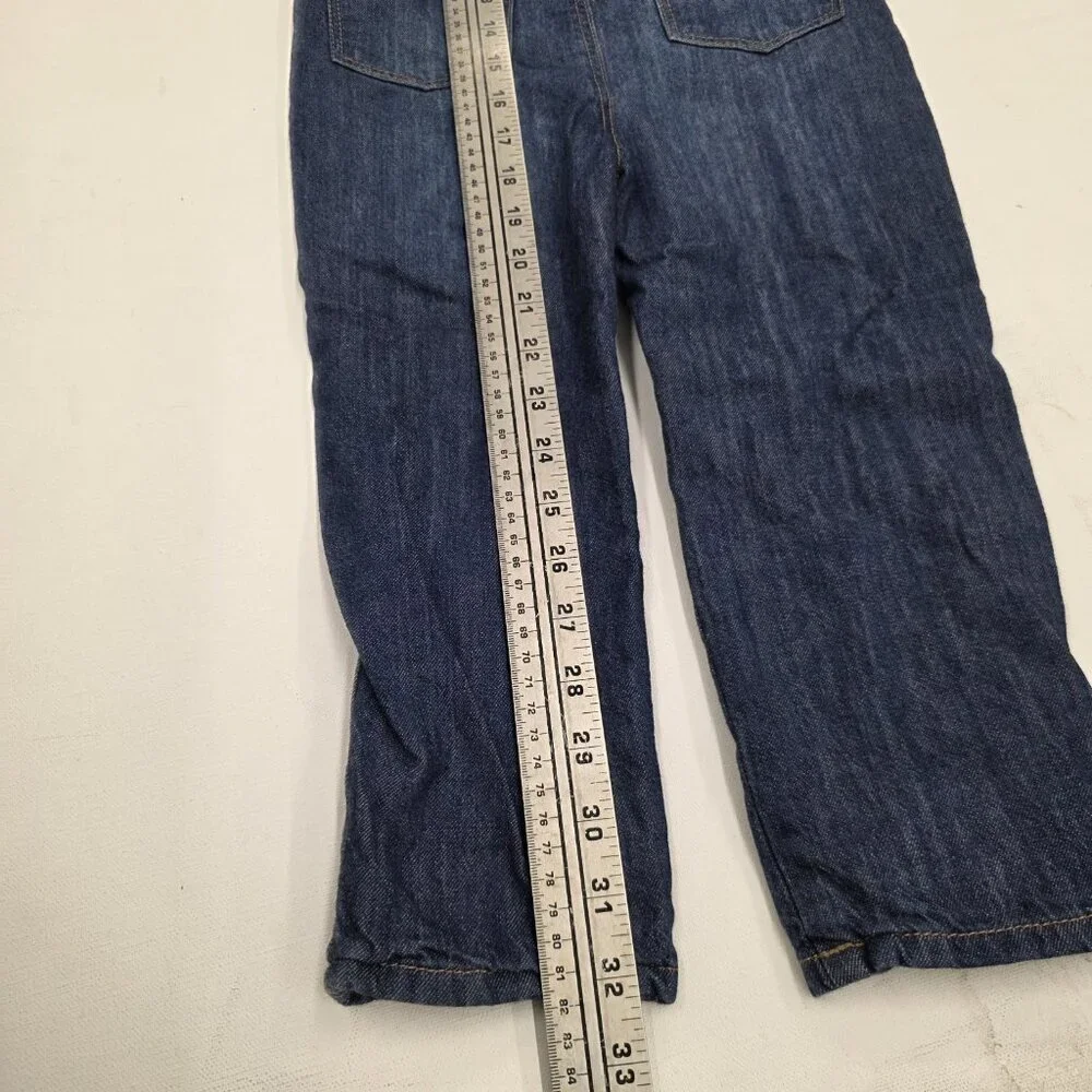 OshKosh Girls Blue Jean Denim Heart Buffalo Lined Cuff Overalls 4T